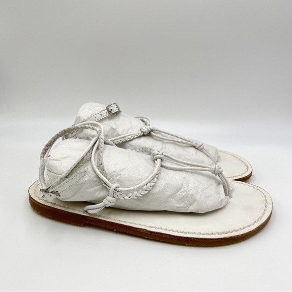 Free People Womens Caroline Cali White Leather Boho Flat Sandals Shoes Sz 40 10 - Picture 3 of 12